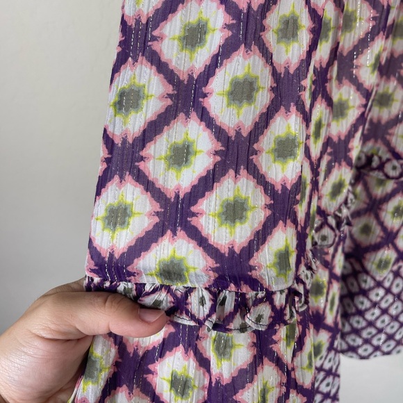 Marie Oliver Bryer Metallic Geometric Print Dress Size Large - Picture 4 of 10